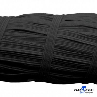 Резиновые нити с текстильным покрытием, шир. 6 мм (55 м/уп), цв.-черный - купить в Архангельске. Цена: 210.75 руб.