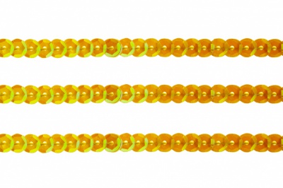 Пайетки "ОмТекс" на нитях, CREAM, 6 мм С / упак.73+/-1м, цв. 92 - золото - купить в Архангельске. Цена: 484.77 руб.