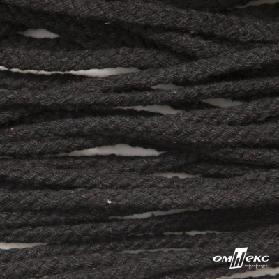 Шнур плетеный d-6 мм круглый, 70% хлопок 30% полиэстер, уп.90+/-1 м, цв.1078-черный - купить в Архангельске. Цена: 588 руб.