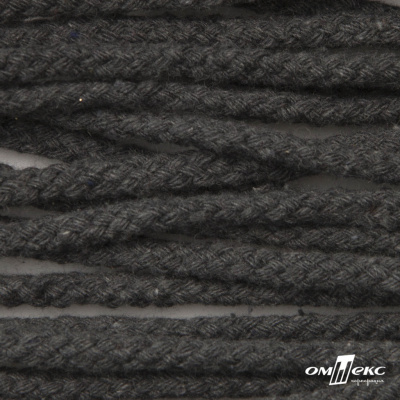 Шнур плетеный d-6 мм круглый, 70% хлопок 30% полиэстер, уп.90+/-1 м, цв.1088-т.серый - купить в Архангельске. Цена: 588 руб.