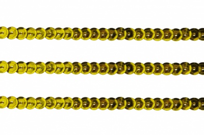 Пайетки "ОмТекс" на нитях, SILVER-BASE, 6 мм С / упак.73+/-1м, цв. А-1 - т.золото - купить в Архангельске. Цена: 468.37 руб.