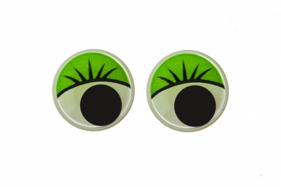 Глазки для игрушек, круглые, с бегающими зрачками, 15 мм/упак.50+/-2 шт, цв. -зеленый - купить в Архангельске. Цена: 113.01 руб.