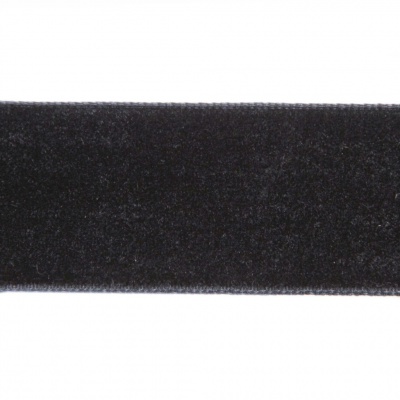 Лента бархатная нейлон, шир.25 мм, (упак. 45,7м), цв.03-черный - купить в Архангельске. Цена: 800.84 руб.