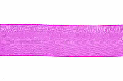 Лента органза 1015, шир. 10 мм/уп. 22,8+/-0,5 м, цвет ярк.розовый - купить в Архангельске. Цена: 38.39 руб.
