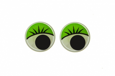 Глазки для игрушек, круглые, с бегающими зрачками, 12 мм/упак.50+/-2 шт, цв. -зеленый - купить в Архангельске. Цена: 96.01 руб.
