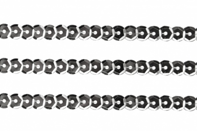 Пайетки "ОмТекс" на нитях, SILVER-BASE, 6 мм С / упак.73+/-1м, цв. 1 - серебро - купить в Архангельске. Цена: 468.37 руб.