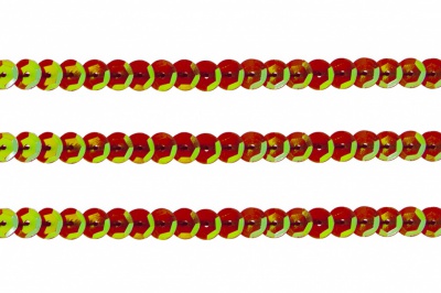 Пайетки "ОмТекс" на нитях, CREAM, 6 мм С / упак.73+/-1м, цв. 96 - красный - купить в Архангельске. Цена: 484.77 руб.