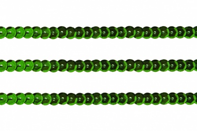 Пайетки "ОмТекс" на нитях, SILVER-BASE, 6 мм С / упак.73+/-1м, цв. 4 - зеленый - купить в Архангельске. Цена: 484.77 руб.