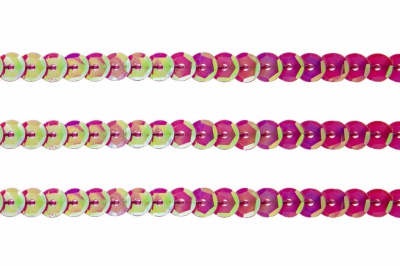 Пайетки "ОмТекс" на нитях, CREAM, 6 мм С / упак.73+/-1м, цв. 89 - розовый - купить в Архангельске. Цена: 468.37 руб.